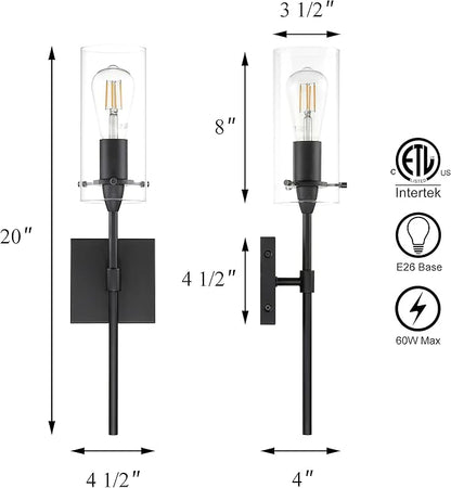 XiNBEi Lighting Black Wall Sconces Set of Two, Modern Industrial 1 Light Bathroom Sconce Indoor Wall Lights for Bathroom Hallway Kitchen & Living Room