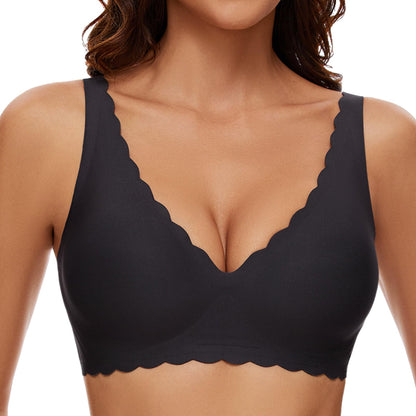 Deep V Petal Bras for Women No Underwire Soft Wireless Bras Comfort Seamless Bralettes with Extender