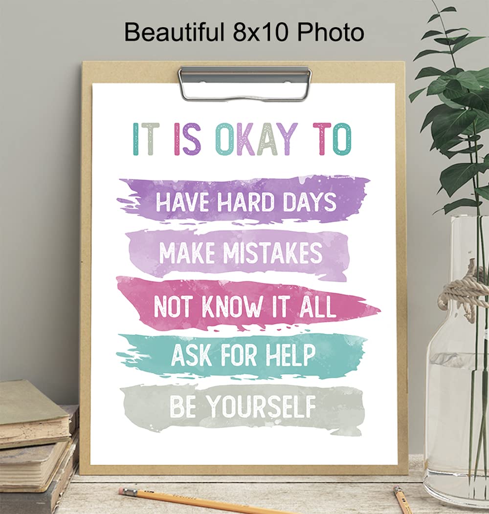 Inspiration Motivation Wall Art for Home Office Bedroom Bathroom - Positive Quotes Wall Decor - Encouragement Gift for Woman Teen Girls Daughter - Women's empowerment Poster - Classroom Decorations