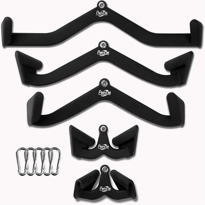AWNOM LAT Pulldown Attachments for Cable Machines, Cable Machine Attachments for Home Gym T Bar V Bar LAT Pulldown Machines Attachments, Back Tricep Bar Strength Training Handle Grip