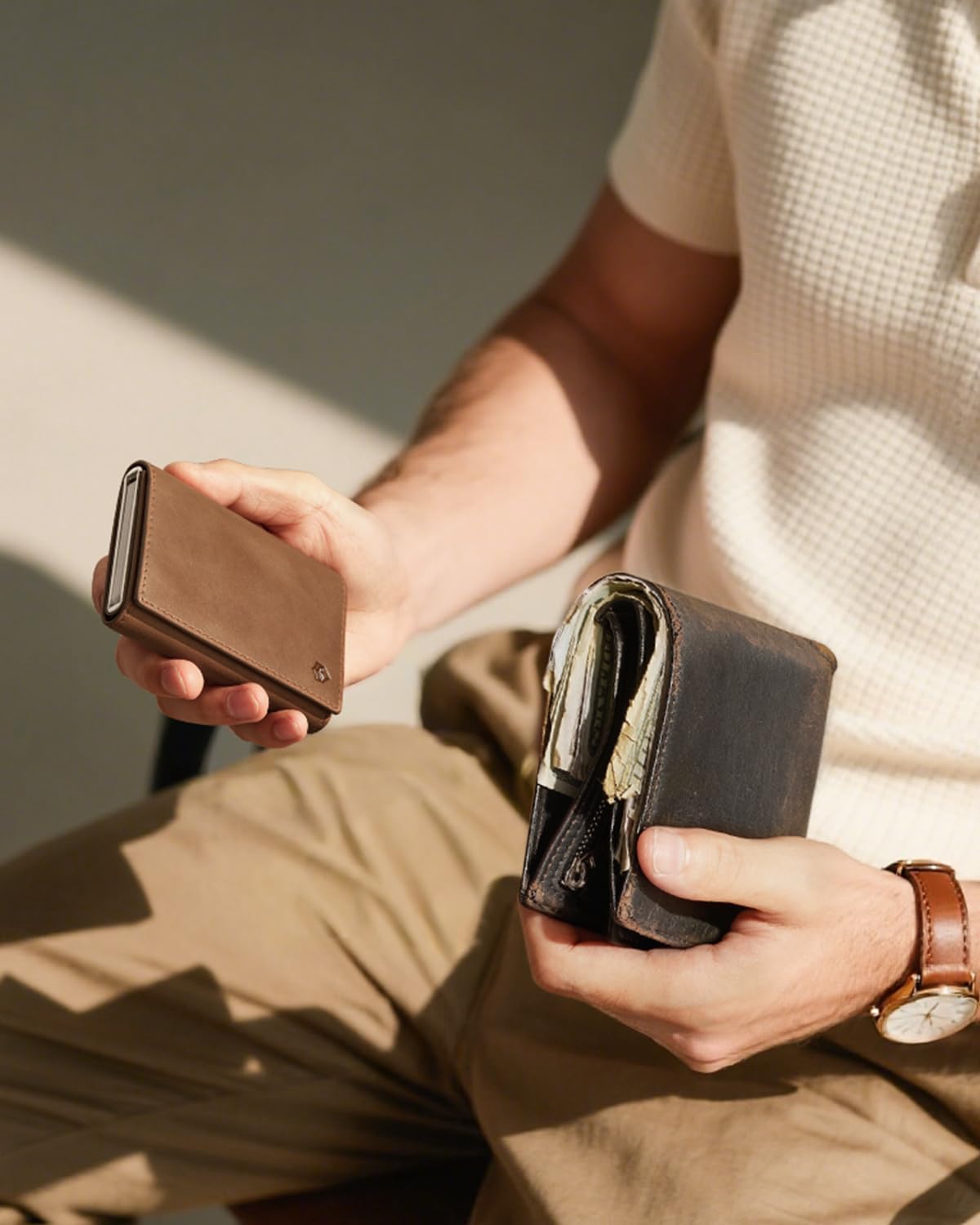 YESIIW Smart Wallet for Men with Premium Genuine Leather - Pop up Card Holder Mens Wallet for 8-10 Card Capacity | ID Window | Cash Slot | Coin Pocket | RFID Blocking - Slim, Thin (Brown)