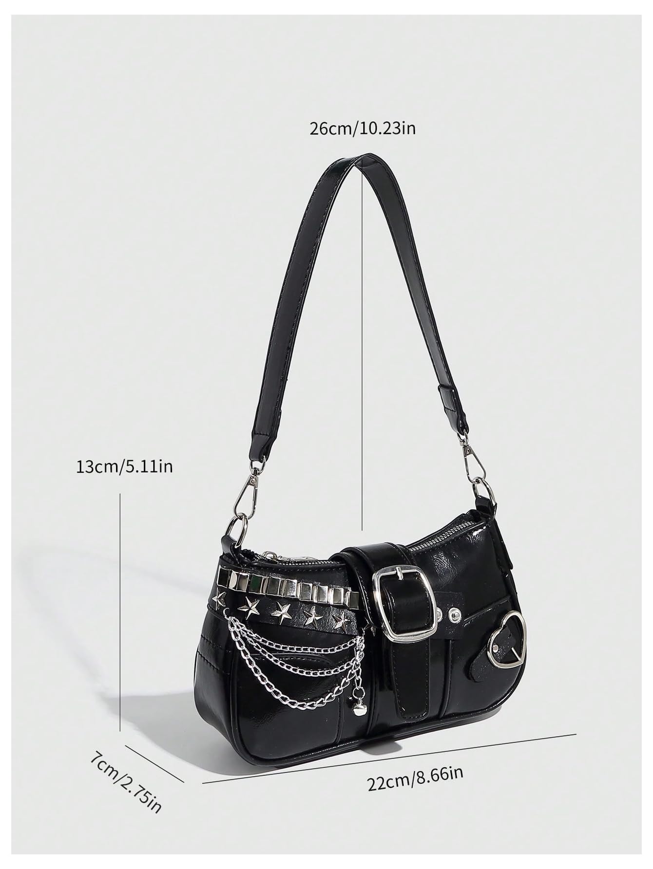 Verdusa Women's Y2k Star Embroidery Shoulder Bag Mini Chain Hobo Handbag Purses