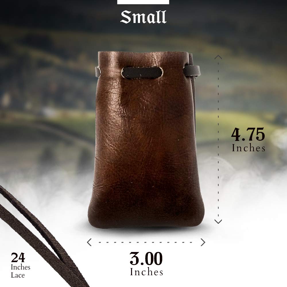 Nabob Leather Leather Drawstring Pouch, Coin Bag, Medicine Tobacco Pouch Medieval Reenactment Made in U.S.A
