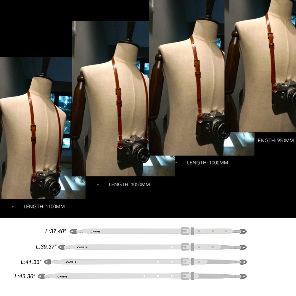 CANPIS CP006 Camera Shoulder Neck Strap Brown, Four Stage Buckled Adjustable Length compatible with Mirrorless Compact Cameras