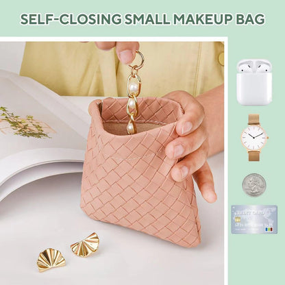 4PCS Small Makeup Bag for Purse，Waterproof Leather Portable Mini Makeup Bag,Snap Closure Organizer Pouch for Coin Cards Jewelry Lipstick Cosmetic Accessories，Small Travel Kit Storage Pouch