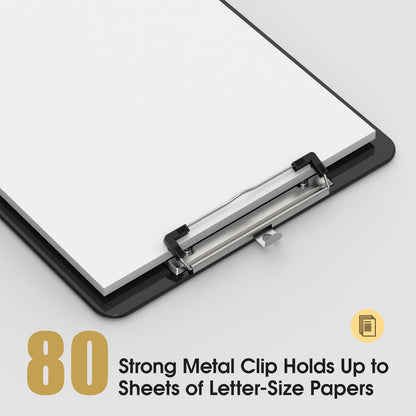 Macroclo Plastic Clipboards, A4 Black Clip Board 8.5x11 for Classroom, Students, Kid, Woman, Size 9" x 12.5" with Low Profile Clip, Office & School Supply
