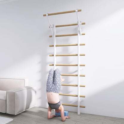 DHT Double Bar Bracket, Swedish Ladder Dip Bar Exclusive Attachment, for Home, School, Physical Therapy and Gymnastics, White