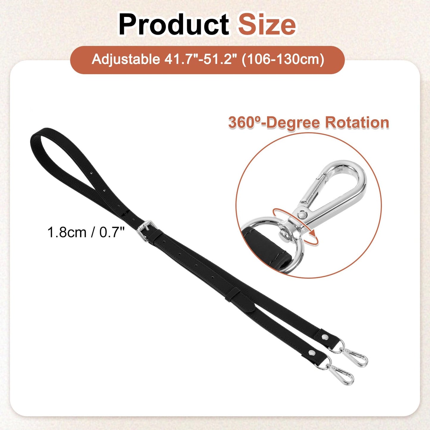 uxcell Genuine Leather Purse Strap, 41.7"-51.2" Adjustable Crossbody Replacement Straps 0.7" Width for Women Handbags Shoulder Bag (Black, Silver Buckle)