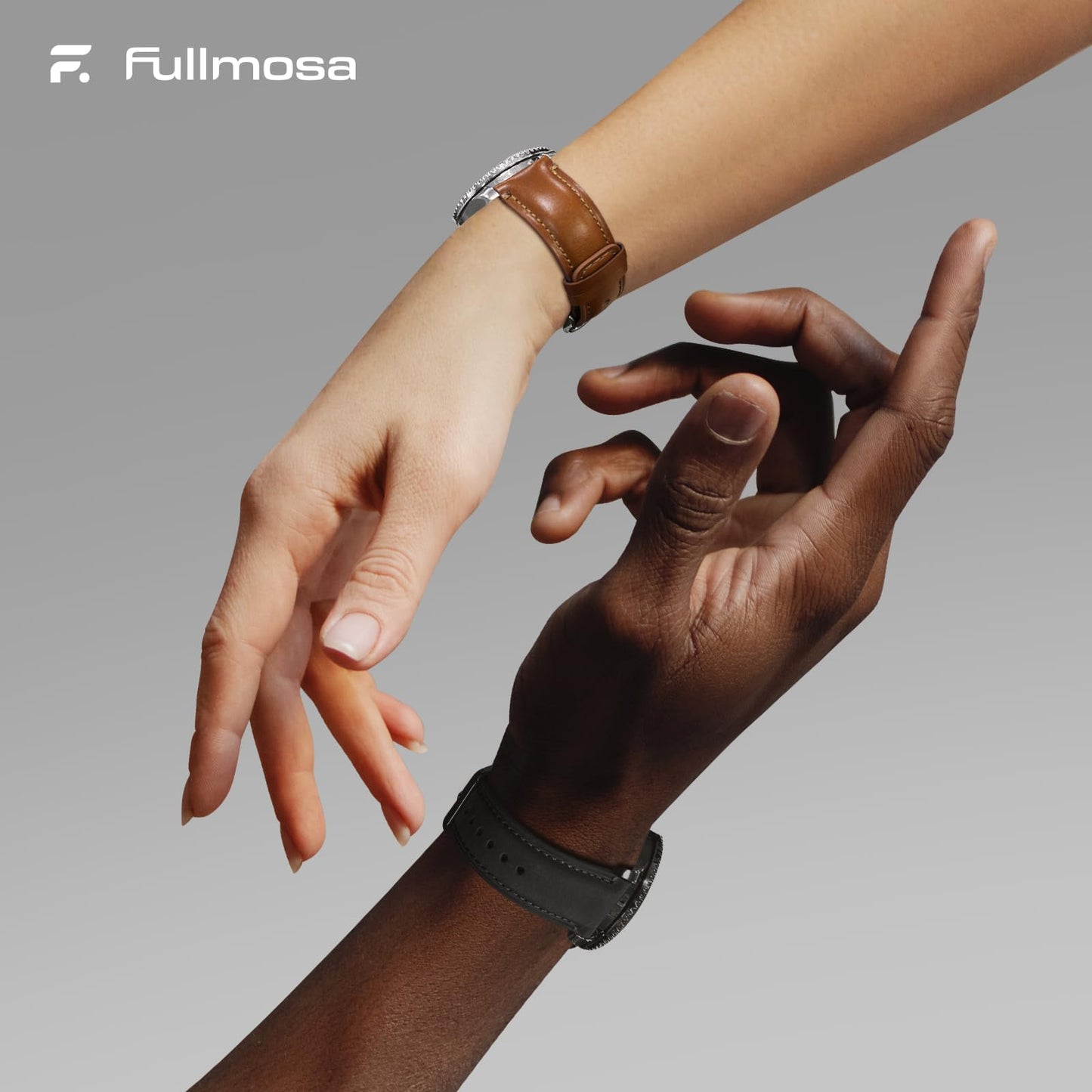 Fullmosa 18mm 20mm 22mm 24mm Leather Watch Bands, 2 Pack Soft Quick Release Watch Strap Compatible with Garmin Vivoactive 5/6/4/3, Venu 4/3S/2S, Samsung Galaxy Fossil Amazfit for Men Women,20mm Toffee Brown&Silver/Black&Black