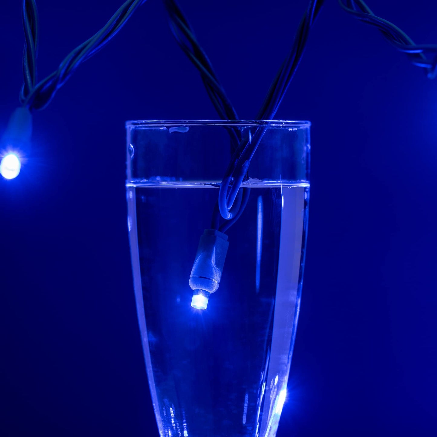 YULETIME 140 Blue Christmas String Lights, 2-Set 24 ft 70 One-Piece 5mm LED