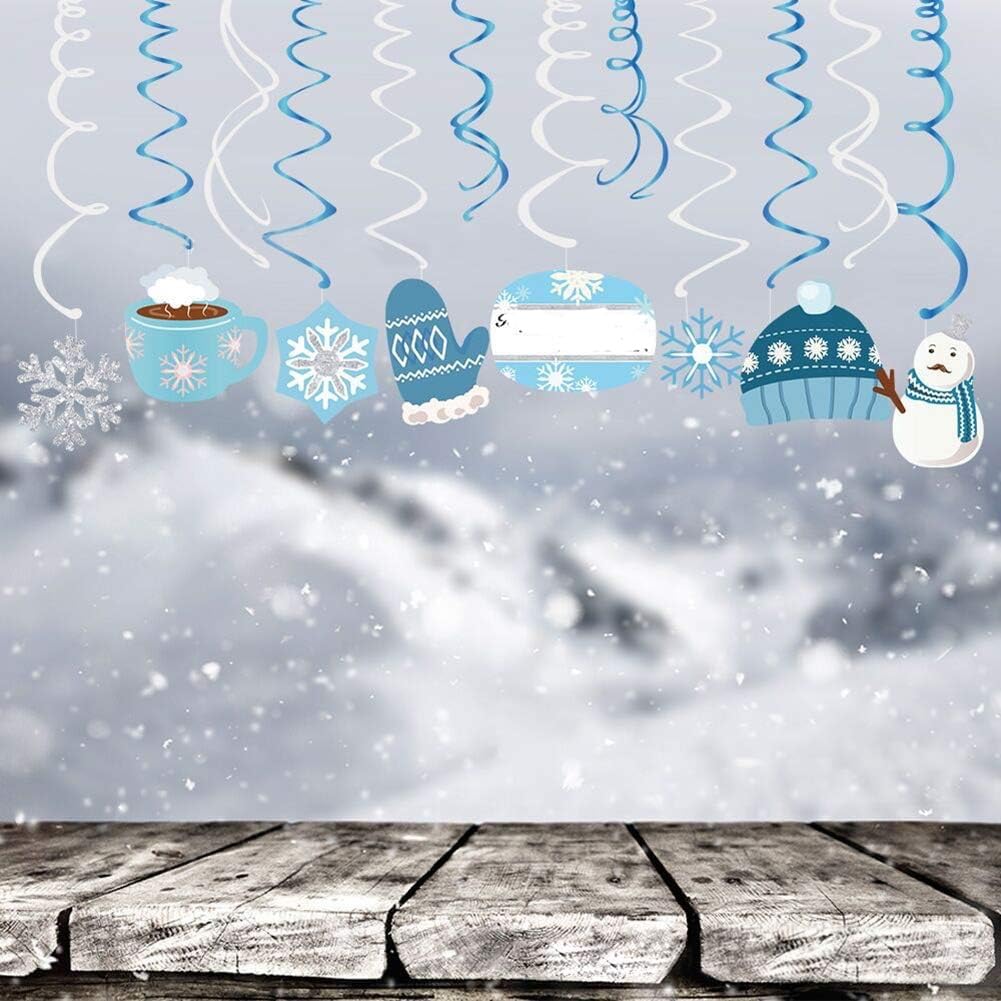 Christmas Snowman,Snowflake,Winter,Snow Hanging Swirl Decorations for Festival,Party,Together,Celling,Classroom,Home,Office,Bedroom(30Ct)
