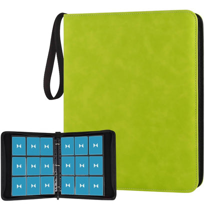 GERMUN 3 Ring 9 Pocket Zipper Card Binder, 720 Double Sided Standard PU Trading Card Album Folder for TCG & Sports Cards, Not Fit Top Loaders (Grass Green)