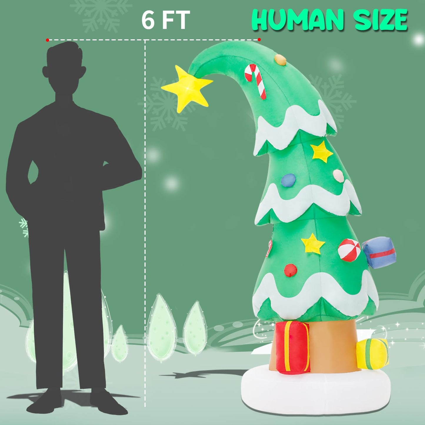 Lionoble 6 FT Christmas Outdoor Inflatable Decorations, Blow Up Christmas Tree with LED Light for Xmas Holiday Party Garden, Yard, Lawn Decor