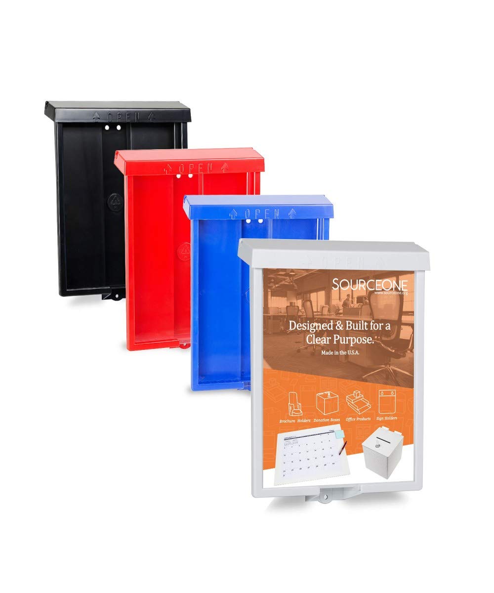SourceOne 8.5” x 11” Outdoor Realtor Style Brochure Holder with Lid – White – UV Resistant