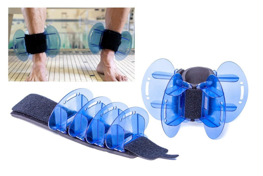 Aqualogix High Resistance Hybrid Aquatic Exercise Fin Set - Blue | Aquatic Cuffs | Quick Start Guide | Leg Water Weights | Strength & Swim Training | Pool Exercise Equipment | Pair (HRPCFIN)