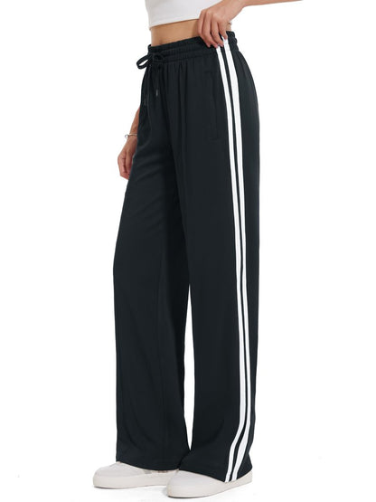 Tapata Women's 30" Inseam Regular Track Pants Loose Straight Leg Jogging Sweatpants Warm-Up Sports Athletic Running, Black, S