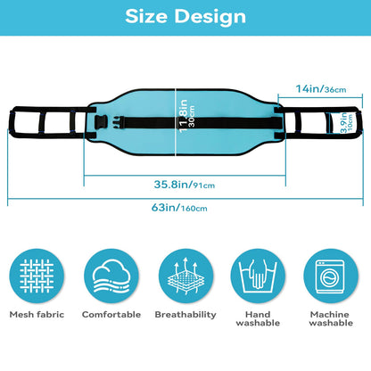 KkaFFe Transfer Sling for Elderly, Padded Assist Gait Belt, Heavy Duty Patient Lift with Straps, Mobility Standing and Lifting Aid for Elderly, Injured, Disabled - Safely Move from Wheelchair and Bed