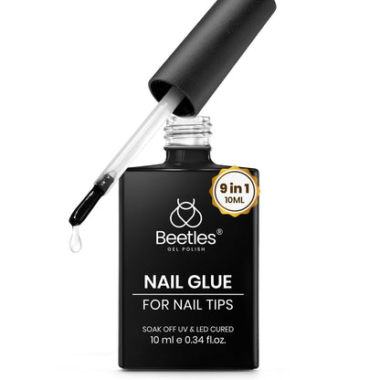 Beetles Gel Nail Kit Short Almond, 240Pcs Easy Nail Extension Set Shaped Clear Tips with 5 in 1 Nail Glue Base & Top Coat and Mini UV Lamp, Nail Tips Art Acrylic Nail Kit Gifts for Women