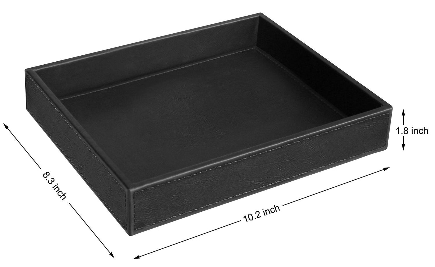 Vixdonos Valet Tray Nightstand Organizer Leather Catchall Tray for Perfume,Jewelry,Key and Remote on Counter or Dresser(Black)