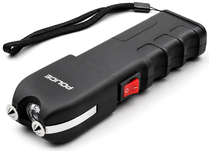 POLICE Stun Gun for Self Defense 928 - High Voltage Rechargeable with LED Flashlight, Compact & Heavy Duty, Personal Security for Women & Men - Black