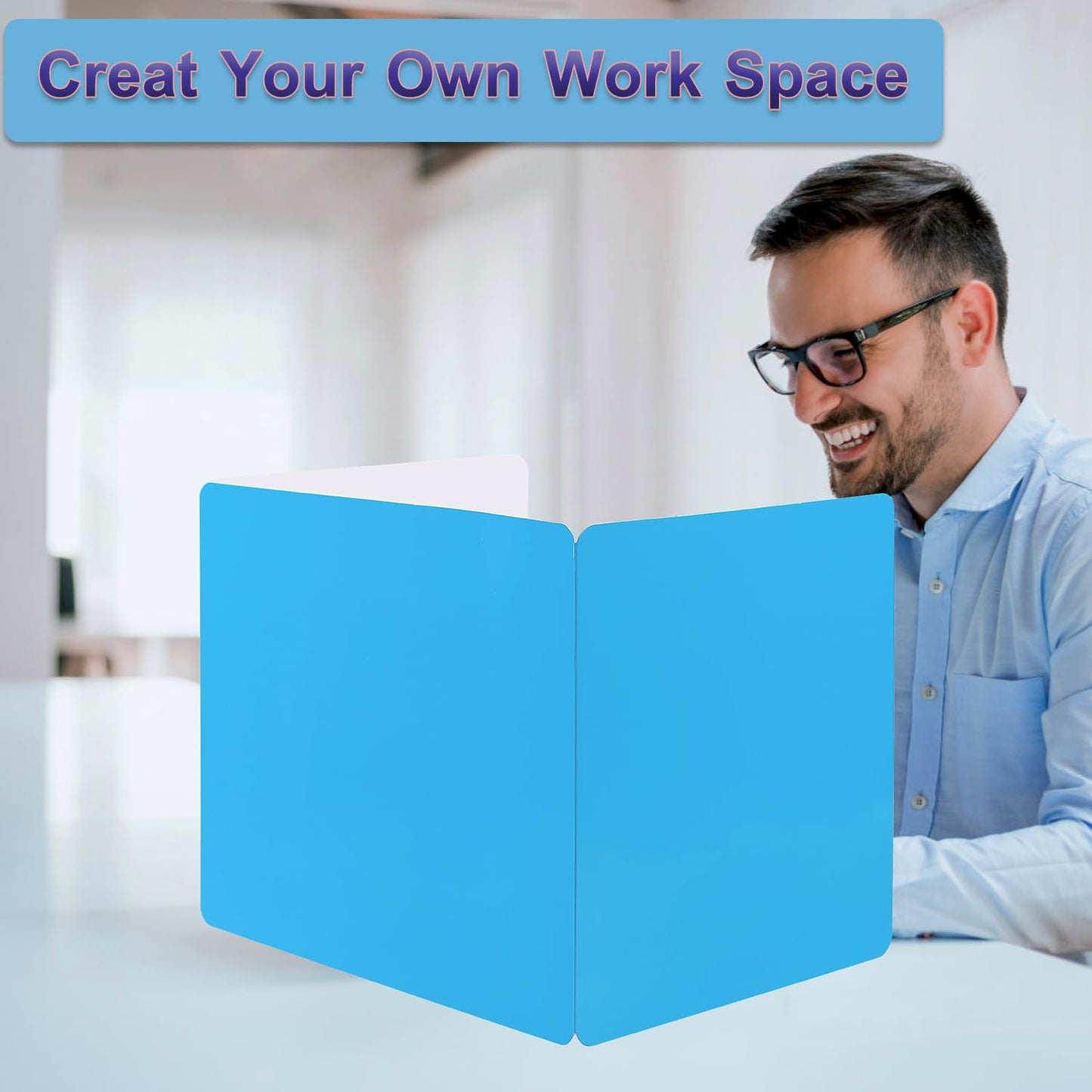 EARTHSON 12 Pcs Desk Dividers for Students, Coated Paper Privacy Shields Folder for Students, Privacy Folders for Students Desks, Test Divider Classroom Teacher Supplies Office Home, Blue