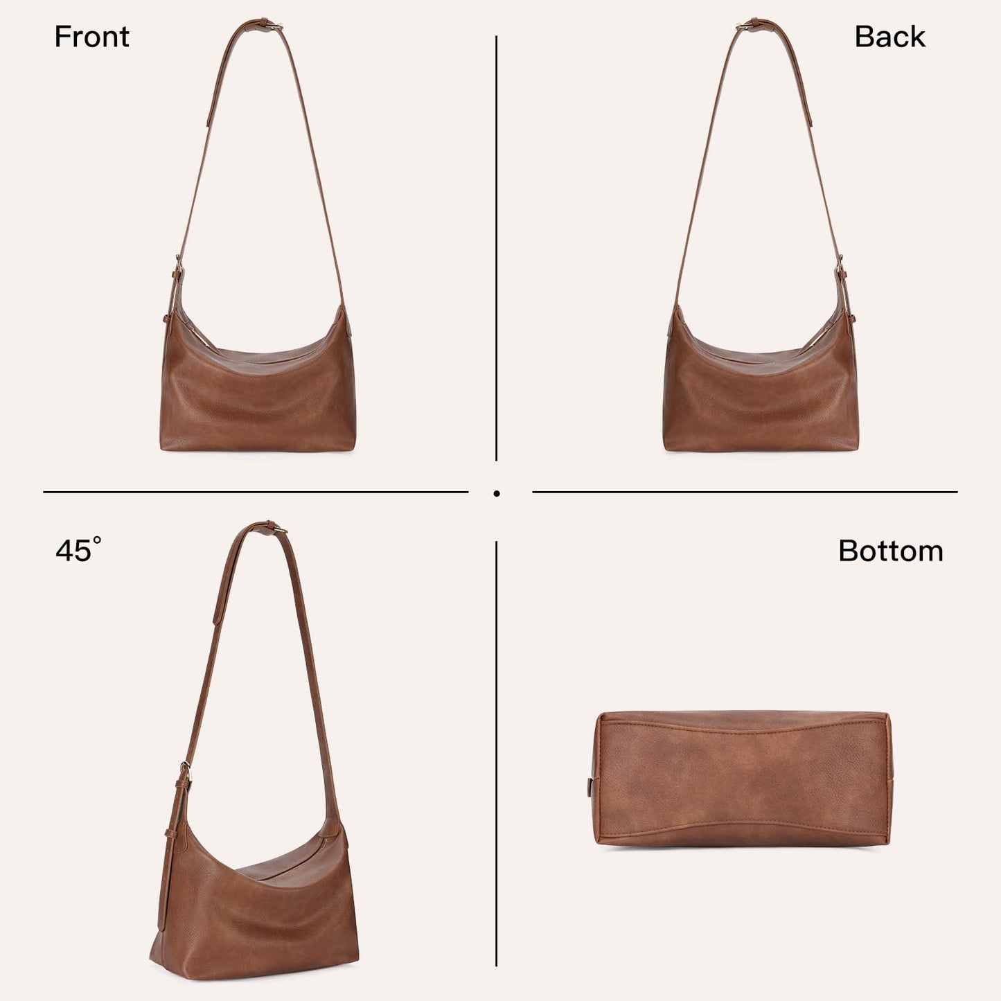 FALAN MULE Hobo Bags for Women Soft Foldable PU Leather Tote Crossbody Purses Stylish Slouchy Shoulder Handbag