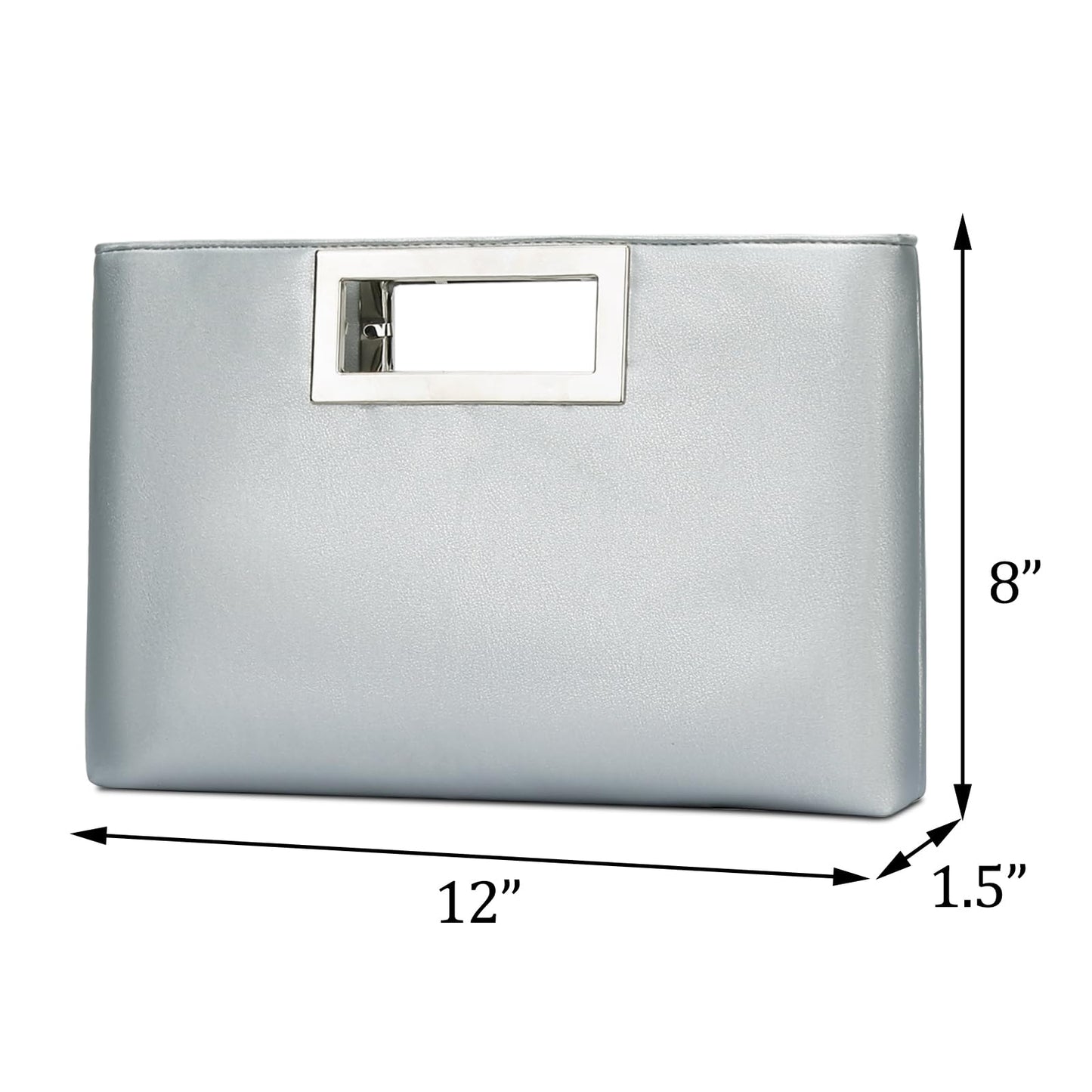 KKXIU Clutch Purse for Women Vegan Leather Evening Bag Formal Handbag for Wedding Party Prom Bridal (Silver)