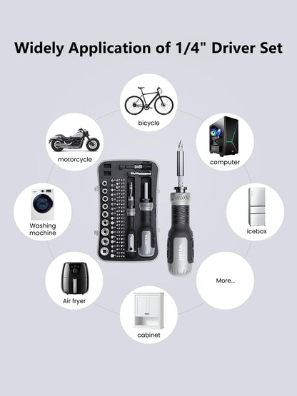 [Super Durable] 77in1 Screwdriver Set, Include 46in1 Precision Screwdriver and 23in1 1/4 Inch Nut Driver, Flat Head, Torx, Hex, Square, Repair Kit, Man Gift Screw Driver