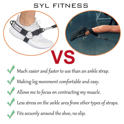 Glute Workout Kickback Strap – Booty Building and Workout Trainer – Home and Gym Leg Resistance Booty Bands for Cable Machines (Black, Pair Pack)