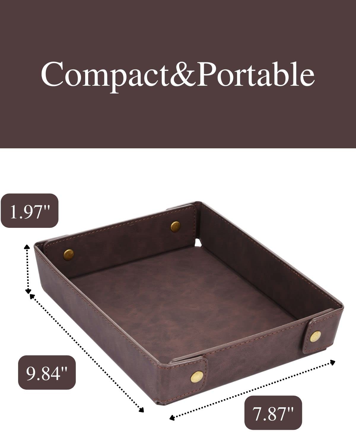 CASIRENA Faux Leather Valet Tray Organizer for Men - Catch-All Tray for Entryway Table Key, Wallet, Watch, Coin Change, Phone, Dresser EDC Dump Jewelry, Bedside Nightstand Desk-top Catchall