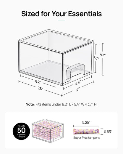 Vtopmart 4 Pack Small Clear Stackable Storage Drawers,Acrylic Bathroom Makeup Organizer,Plastic Storage Bins For Vanity, Undersink, Kitchen Cabinets, Pantry, Home Organization