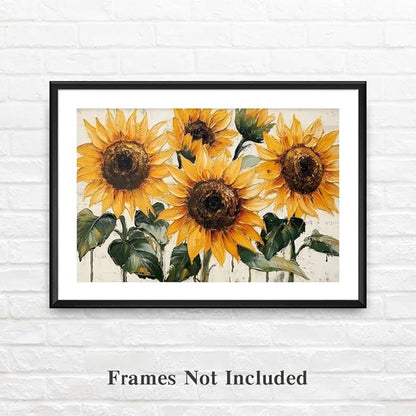 Yesad Sunflower Décor Vintage Flower Pictures Canvas Wall Art, Farmhouse Wall Art Rustic Wall Décor for Living Room Bedroom Kitchen Floral Print Poster (Unframed,36”x24”,Sunflower1)
