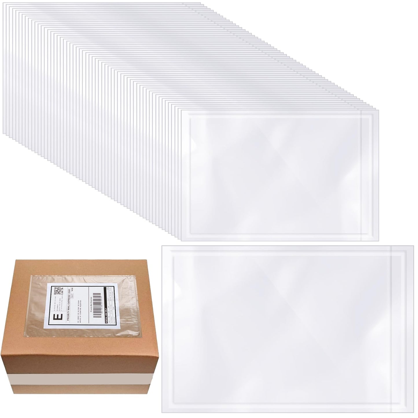 Cholemy 200 Pcs 9.5 x 12 in Clear Packing Slip Pouches Shipping Label Sleeves Adhesive Packing List Pockets Envelopes Mailing Protectors Slip Envelope Pouches Holders Cover Enclosed Bag
