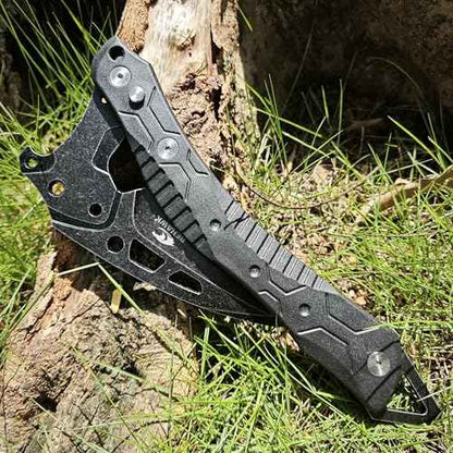 Folding Sickle Knife With Sheath, Quick Release Tactical Survival Tool with Safety Lock,Glass Breaker, Portable Outdoor Garden Pruning Tool