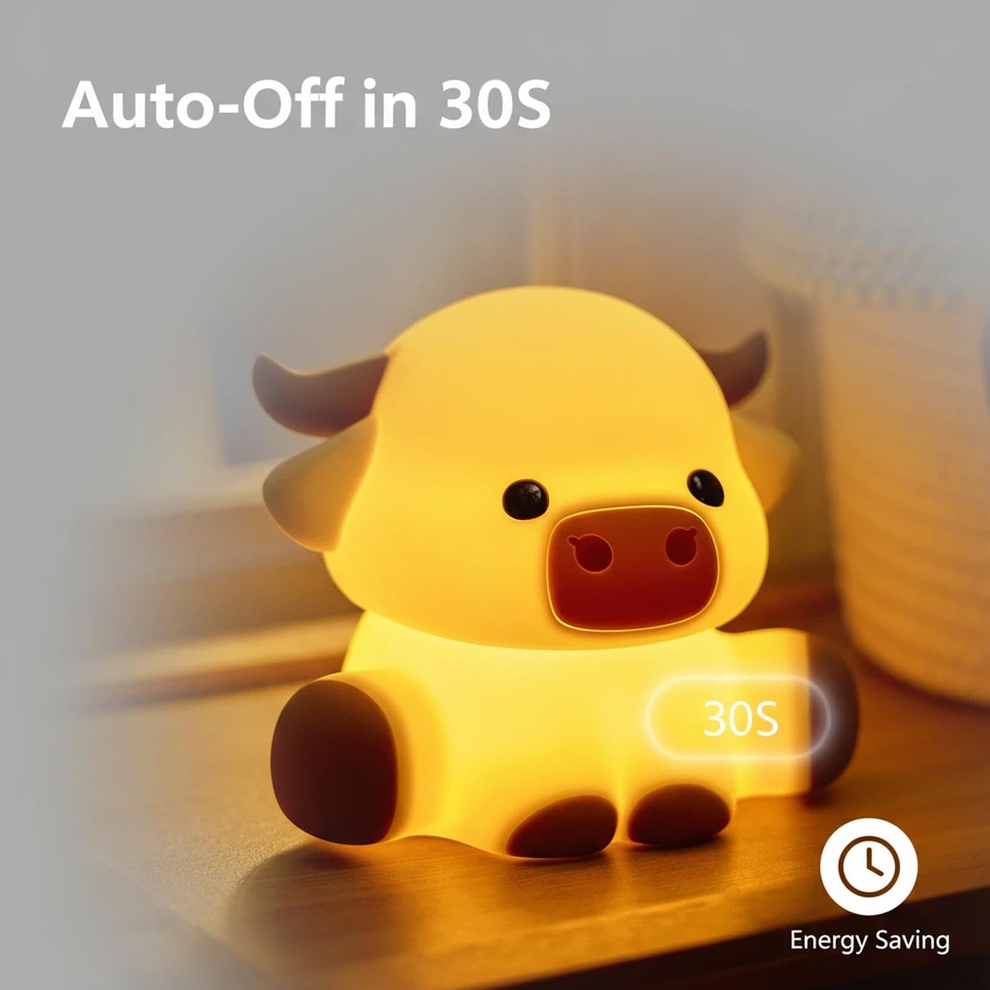 Znpum Highland Cow Night Light, Huggwaii Squishy Silicone Lamp for Kids - Dimmable Touch Sensor Cute Animal Lamp, Soft Glow Night Light for Nursery, Bedroom, Christmas Gifts for Boys, Girls, Women