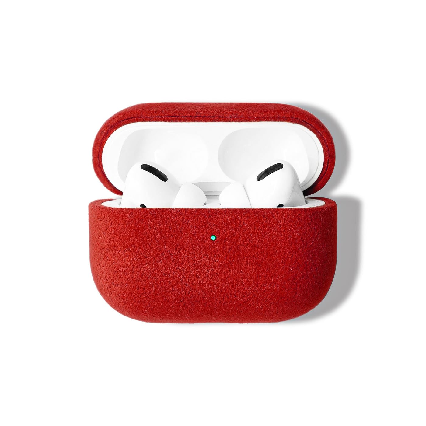 ALTRAALMA Alcantara Suede Case for AirPods Pro 3, Handmade Full-Wrap Case,Synthetic Suede Cover, Handmade Full Wrap, Full Protection and Shock Resistance (Red)