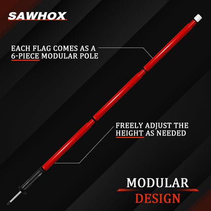 SAWHOX Soccer Corner Flags Set with Carry Bag, Red Corner Flags for Soccer Fields, 60" Reinforced ABS Poles for Match Training & Agility Drills (4 Pack)