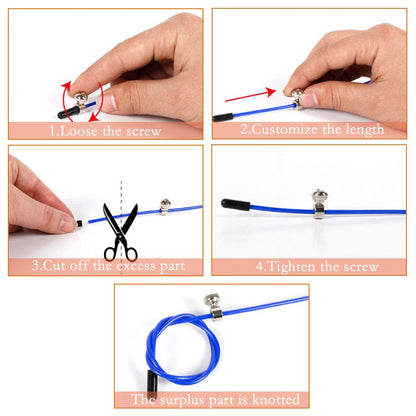 Speed Skipping Rope Adjustable Jumping Rope with Aluminum Handle and Ball Bearing Tangle-Free Exercise Rope for Fat Burning Exercises, Cross Fit Training, Fitness, Exercise