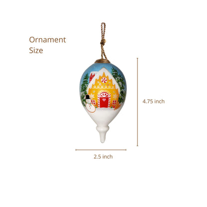 Gingerbread Ornament, Hand-Painted Glass Collectible – Gingerbread House & Man Christmas Decoration – Holiday Tree or Kitchen Décor – Gift Box Included (4.75”)