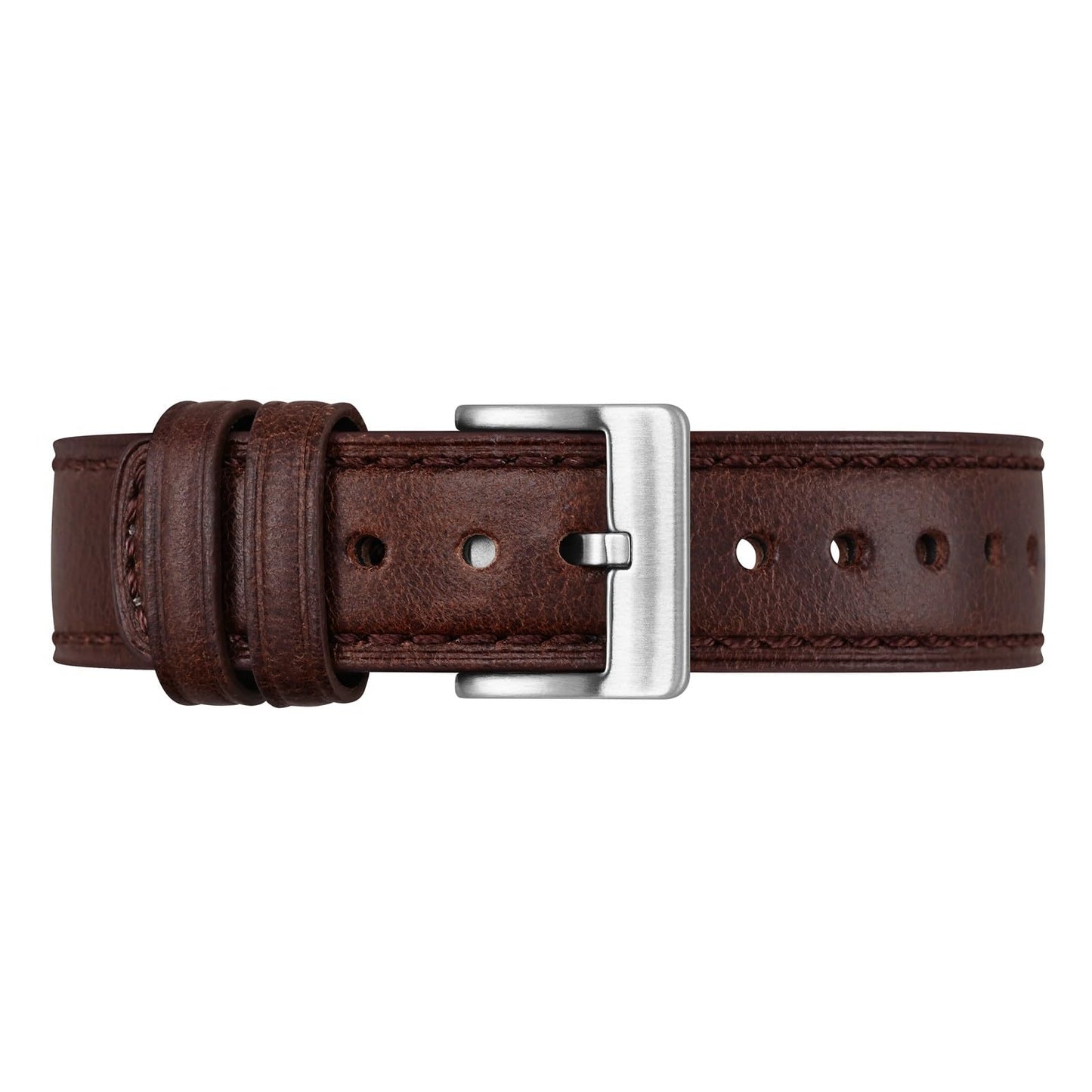 BISONSTRAP Leather Watch Straps, Classic Oil Waxed Leather, Quick Release Replacement Band for Men and Women, 20mm, Coffee Brown/Silver Buckle
