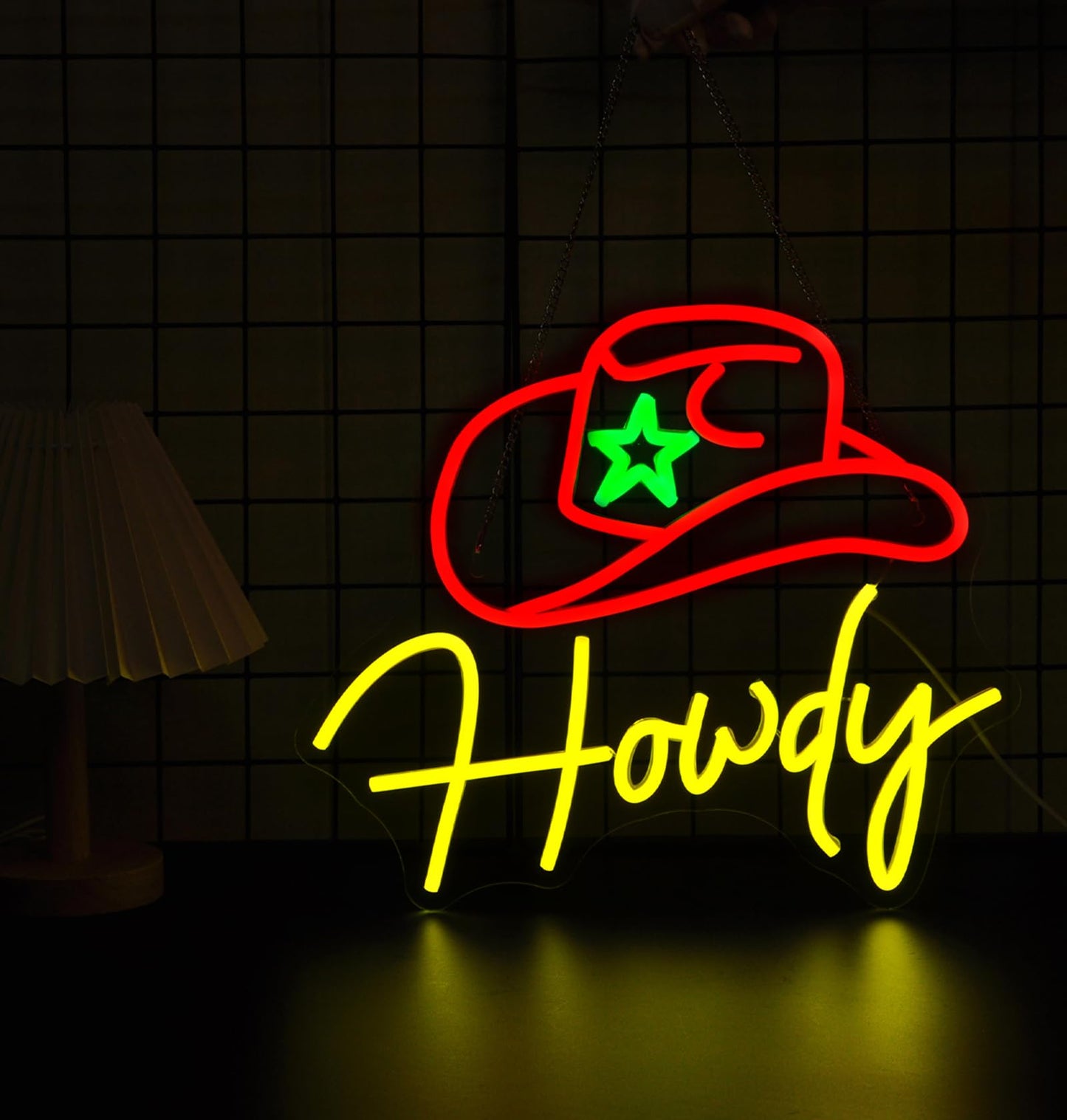 Qetibwk Cowboy Howdy Neon Sign for Wall Decor Led Neon Signs Light Up Sign Room Decor Neon Lights Sign USB Powered