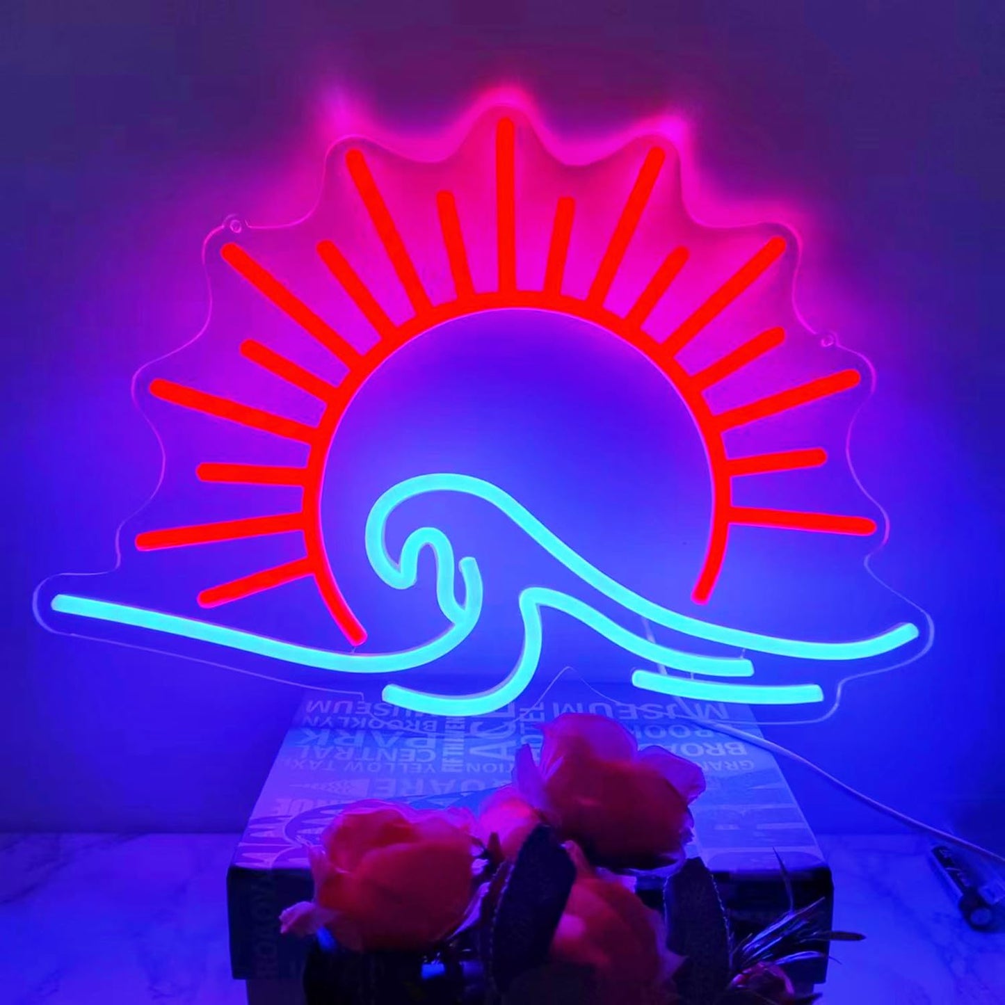 HFHungkeong Sunrize Wave Neon Signs for Wall Decor,LED Arylic Neon Wave Sign with Dimmable Switch,Game Neon Light for Kids Bedroom Gaming Room Dorm Home Bar Man Cave Gifts,16.1x11.4In/41x29CM