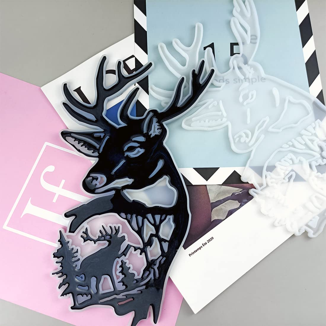 Deer Wall Decor Resin Silicone Mold, Deer Antlers Head Epoxy Casting Mold for Wall Hanging Mount Decor, DIY Door Wall Art Home Party Unique Decoration