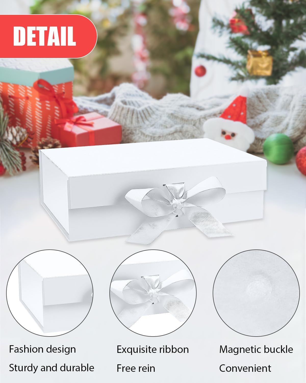 Gift Boxes With Lids, 6 Pack Magnetic Gift Box Gift Box With Ribbon, Bridesmaid Proposal Box For Birthday Christmas Bridesmaid Wedding, 10.5"X7.5"X3.1" (White)
