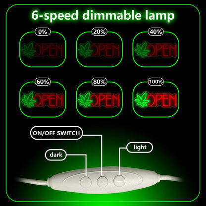 Green Leaf Neon Sign, Open Led Neon Light Signs for Wall Decor LED Light up Sign for Bar Home Beer Bar Pub Night Club Party Hotel Birthday Man Cave Club Pub Party Decor Gift USB Powered(16.2"*6.3")