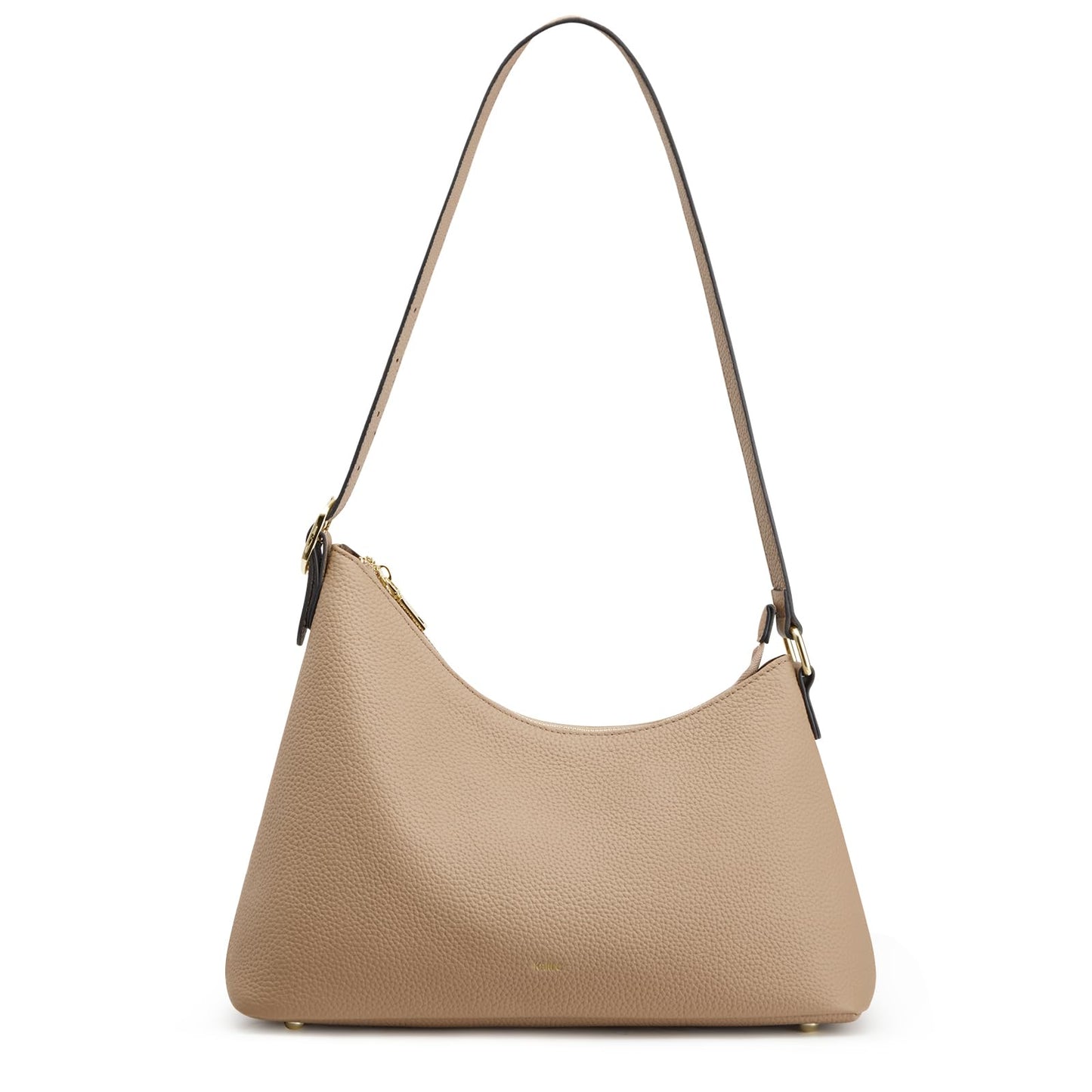 Kattee Shoulder Bag for Women Trendy, Leather Hobo Handbags and Purses, Work Tote Curved Designer Bag with Card Pockets & Adjustable Strap, Apricot