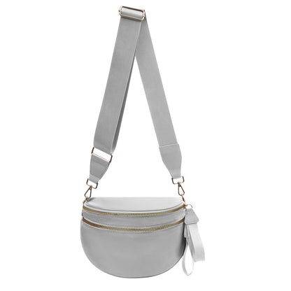 Nylon Crossbody Bags Bum Bag for Women Large Sling Bag Purse with Adjustable Strap（Black）