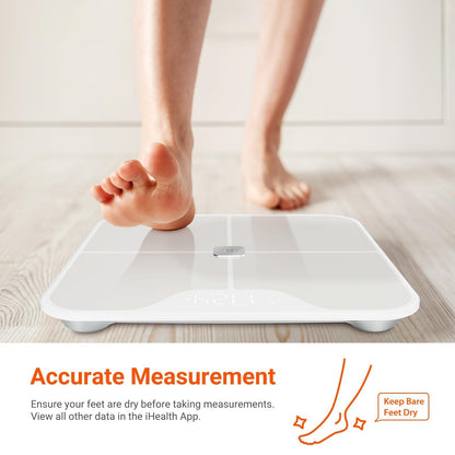 iHealth Nexus Smart Scale for Body Weight Bluetooth, Digital Bathroom Scale Body Fat and Muscle, Body Composition Monitor Health Analyzer for BMI Compatible for iOS & Android Accurate to 0.1lb-White