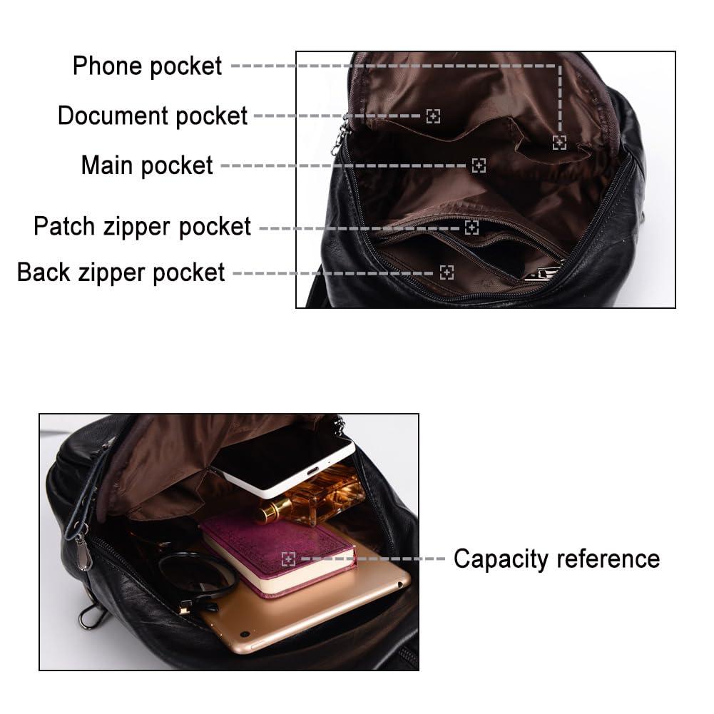 Small Backpack Purse for Women Fashion PU Leather Backpack Convertible Ladies Sling Bag