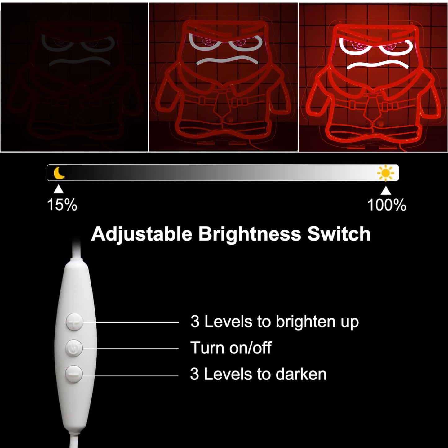Cartoon Anime Neon Sign for Wall Decor Dimmable Cartoon Anger Neon Light Sign, LED Anger Neon Light for Bedroom Birthday Christmas Party Gifts10.9 * 12.2Inch